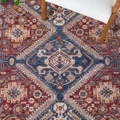 Heirloom Navy and Rust Synthetic Area Rug