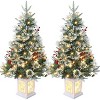 3/4.5Ft Artificial Christmas Tree With Warm White LED Lights，Fiber Optic-Like Flocked Tree  for Home, Shops, Party and Holiday Christmas Decoration - 2 of 4