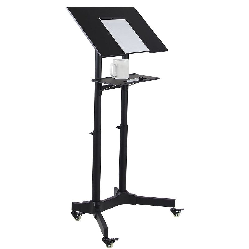 Mount-It! Mobile Standing Height Desk, Portable Podium and Rolling Presentation Lectern, Laptop Stand Up Desk with Caster Wheels, 1 of 8