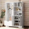 52.7"W 5-in-1 Hall Tree with 7 Hooks , Shoe Cabinet and Entryway Storage Bench, Modern Coat Rack with Storage Shelves 4Q - ModernLuxe - 2 of 4