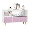 Toy Storage Organizer Bookshelf with Storage with 3 Collapsible Fabric Drawers and Pine Legs, Kids Bookcase and Top Shelf for Playroom Nursery - 3 of 4