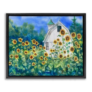 Stupell Industries Tall Sunflowers & Country Barn Floating Frame Canvas Art - 1 of 4