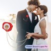 Unique Bargains Cloth Flower Lapel Pin with Gold Badge Tassel Chain for Men Wedding 1.57 inch 2 Pcs - 4 of 4