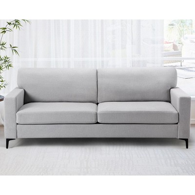 Whizmax Sofa Couch, 82 in Pile Fleece Loveseat Comfy Couches with Removable Back, 3 Seater Fluffy Couch with Study Legs and Armrest, Light Grey
