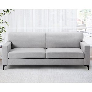 Whizmax Sofa Couch, 82 in Pile Fleece Loveseat Comfy Couches with Removable Back, 3 Seater Fluffy Couch with Study Legs and Armrest, Light Grey - 1 of 4