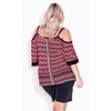 Avenue Women's Plus Size Daisy Cold Shoulder Border Top - 3 of 4