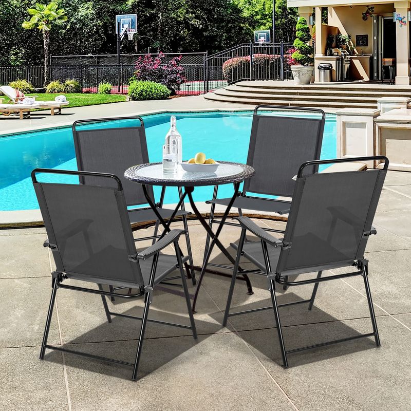 Costway 4PCS Outdoor Patio Folding Chair W/Armrest Portable Camping Lawn Garden, 2 of 11