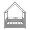 Cesicia Floor Wooden Bed with House Roof Frame, Fence Guardrails - 2 of 4