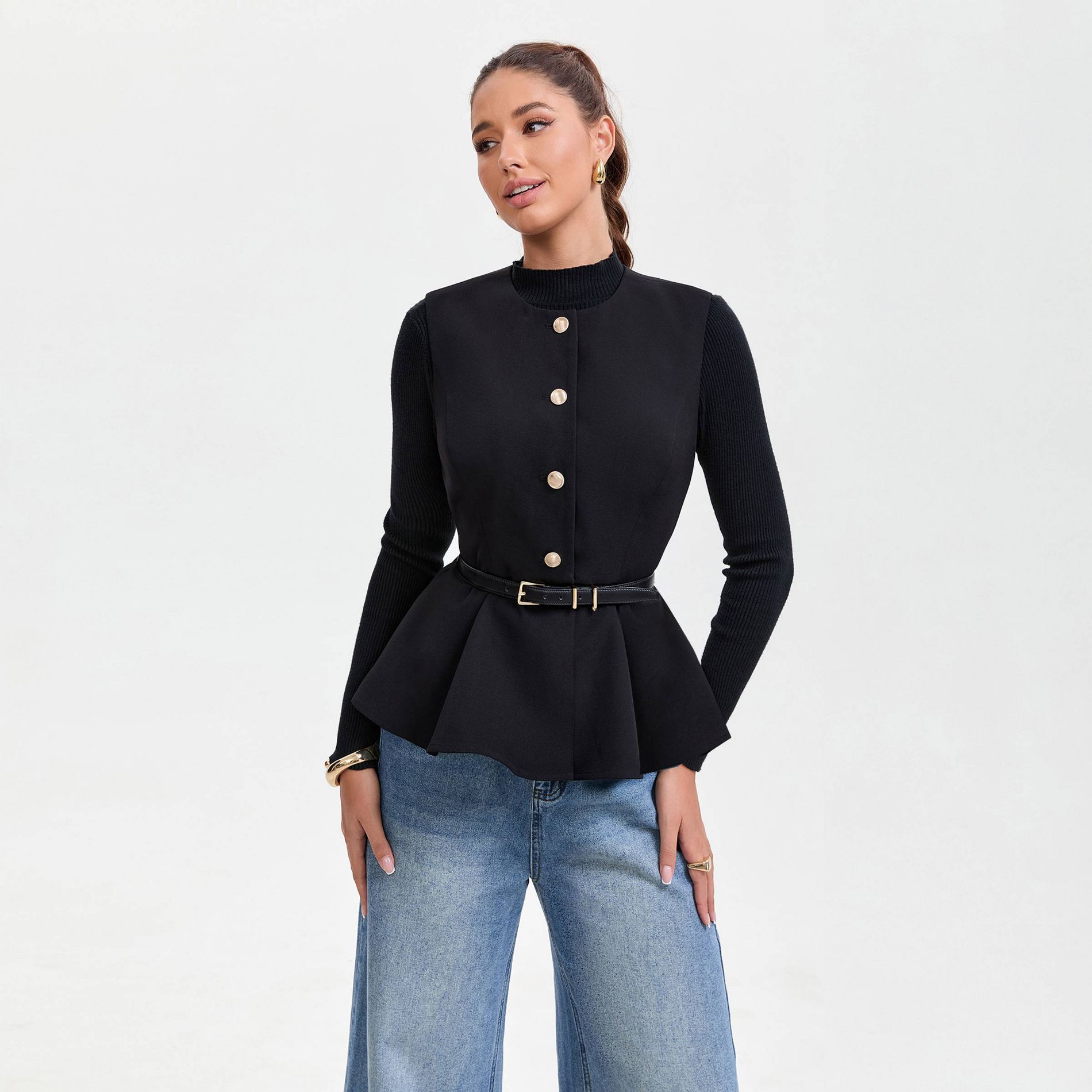 Women's Peplum Vest - A New Day™ Black