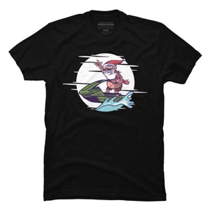 Men's Design By Humans Christmas Cartoon Santa Riding A Jet Ski By rasok T-Shirt - 1 of 4