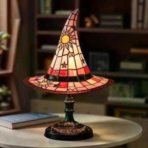 Racxily Halloween Outdoor DecorationsStained Resin Glowing Gothic Retro Resin Lamp For Bedroom Party,Creative Wizard Hat Shape Lights For Indoor - 1 of 4