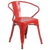 Emma and Oliver Commercial Grade 24" Round Red Metal Indoor-Outdoor Table Set with 2 Arm Chairs - 4 of 4