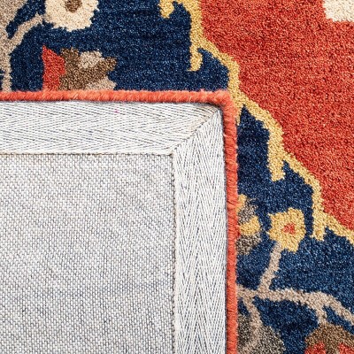 Hand-Tufted Ivory and Rust Wool Rectangular Area Rug