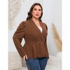 Womens Plus Size Blazers Business Casual Knit Blazer for Work Long Sleeve Shawl Lapel Blazer Suit Jackets Brown 4XL - 4 of 4