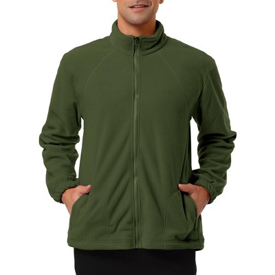 Lars Amadeus Men's Full-Zip Fleece Jacket Long Sleeves Soft Stand Collar  Winter Coat Small Green