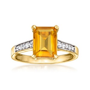 Ross-Simons 2.20 Carat Citrine Ring With .15 ct. t.w. Lab-Grown Diamonds in 18kt Gold Over Sterling - 1 of 4