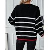 Women's Crewneck Color Block Striped Sweater Long Sleeve Knit Pullover for Fall and Winter - 2 of 4