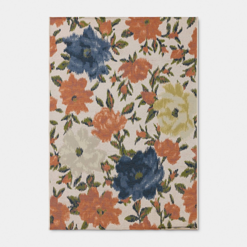 7'x10' Ikat Blossom Rectangular Woven Outdoor Area Rug Orange - Threshold™