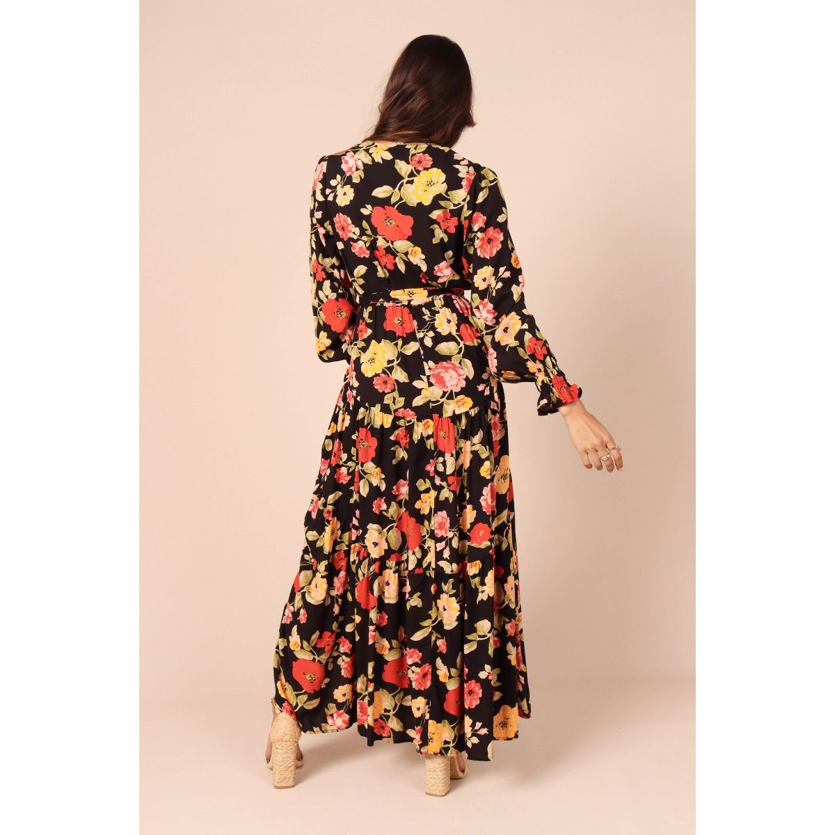 Petal and Pup Women's Wrap Jacket Maxi Dress - Black Floral S - thumbnail 4