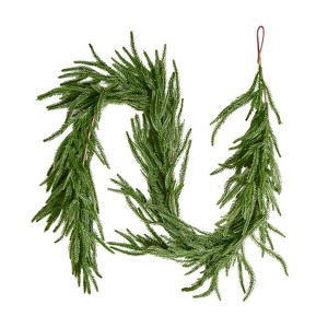 VEVOR Christmas Garland, 5-FT Realistic Norfolk Pine Garland, Evergreen Real Touch Artificial Faux Greenery Garlands,for Holiday Xmas Decoration,Green - 1 of 4
