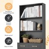 TIRAMISUBEST Bathroom Storage Cabinet, Cabinet with Two Doors and Drawers, Adjustable Shelf, Three-layer Open Shelf, MDF Board - 4 of 4