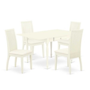 5-Piece Linen White Finish Solid Wood Top - Dining Room Set  - Seats 4 - 1 of 4