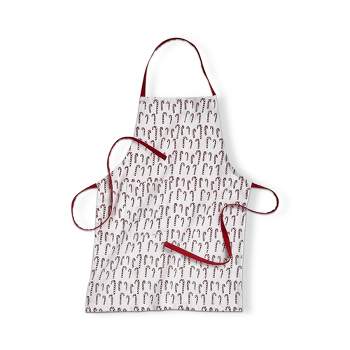 tag Candy Cane Print White Kids Bib Apron, Slide Through Ties, and 2 Pockets, One Size Fits Most, Machine Wash