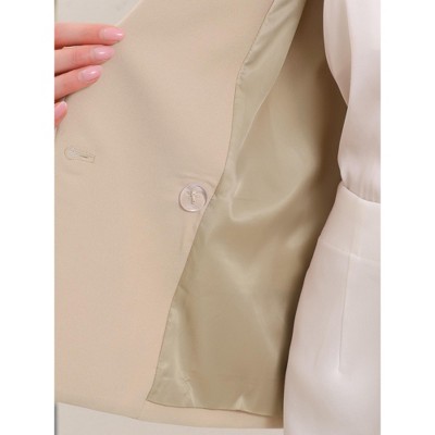 INSPIRE CHIC Women's Double Breasted Notched Lapel Long Sleeve Work Office Suit Jacket Blazer X-Large Beige — фото 5