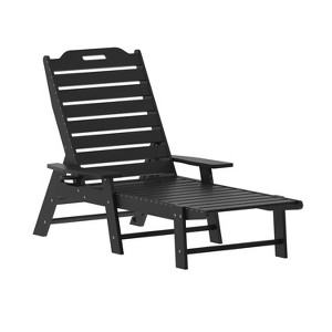 Emma and Oliver Set of 2 Poly Resin Adjustable Adirondack Lounger with Swivel Cup Holder for Indoor/Outdoor Use - 1 of 4