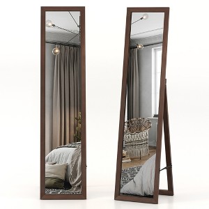 Tangkula 61" x 18" Full Length Mirror w/ Stand Solid Wood Frame Full Body Mirror - 1 of 4