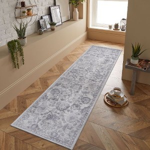 Kumasinova Stain-Resistant Area Rug, Non-Shedding Gray/Silver Door Mat,Kid & Pet-Friendly, Oriental Area Rug for Living Room,Latex-Free Cotton Backing - 1 of 4