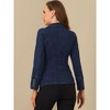 Allegra K Women's Jean Blazer Lapel Long Sleeve Work Office Denim Jacket with Pockets - image 4 of 4