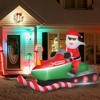 Whisen 7FT Christmas Inflatables Outdoor Decorations Santa Claus Driving a Snowmobile, Christmas Decor with LED Lights Display - Red - 2 of 4