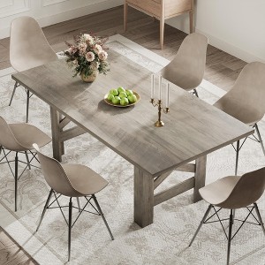 Dining Table for 6-8, Long Wooden Kitchen Table with Sturdy Triangular Legs, Farmhouse Large Dining Room Table - 1 of 4