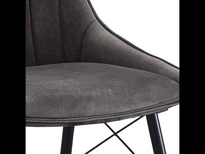 Elegant Gray Upholstered Side Chair with Metal Tapered Legs