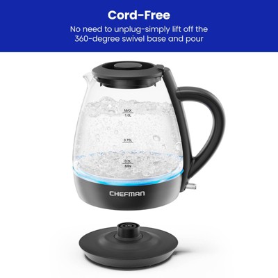 Chefman 1L Rapid-Boil Kettle with Automatic Shutoff - Black
