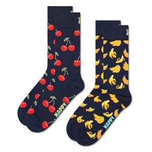 Happy Socks Adult Men and Women Crew Cherry Fruits Food Socks in sustainable materials - 2pk in different size and colors - 1 of 3