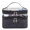 Makeup Bag Cosmetic Bag Travelling Double Layer Make Up Bag Organizer Medium Case for Women Girls Reusable Toiletry Bags(Black) - 2 of 4