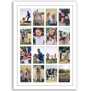Americanflat 18x26 Collage Picture Frame, Use as (16) 4x6 Picture Frame Openings or One 18x26 Photo Frame, White - 1 of 1
