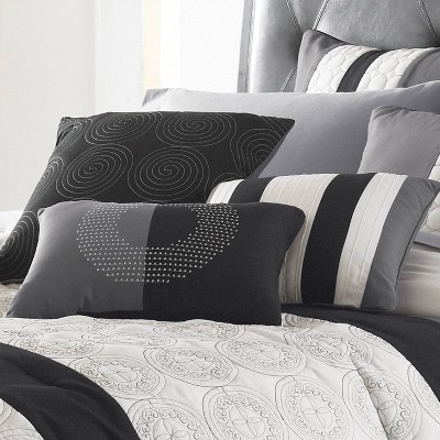 Elsie Gray and Black 7-Piece Queen Comforter Set