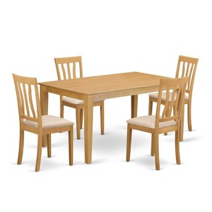 5-Piece Natural Oak Finish Solid Wood Top - Dining Room Set - Seats 4 - 1 of 4