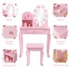 Princess Vanity Set for Girls - Kids Makeup Table with Touch Lights, Mirror, Stool, and Wood Playset - 3 of 4