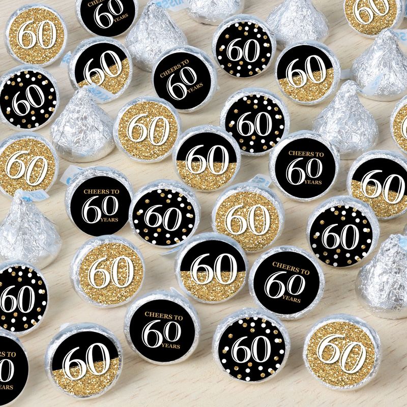 Big Dot of Happiness Adult 60th Birthday - Gold - Birthday Party Small Round Candy Stickers - Party Favor Labels - 324 Count, 1 of 8