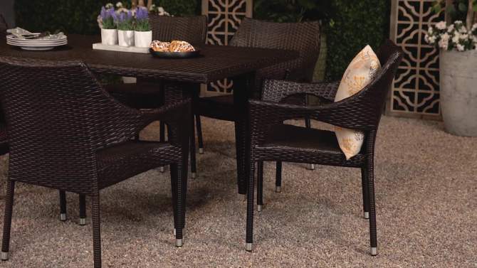 Cliff 7pc Wicker Patio Dining Set - Brown - Christopher Knight Home, 2 of 9, play video