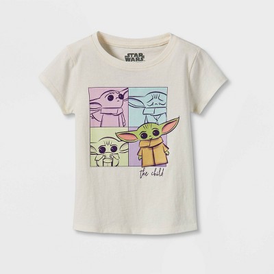 Toddler Girls' Star Wars Baby Yoda Short Sleeve T-Shirt - Cream