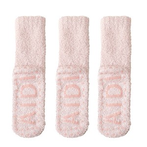 Anna-Kaci 3 Pairs Women's Plush Non-Slip Crew Socks with Thick Fleece Lining and Cozy Warm Fit - 1 of 4
