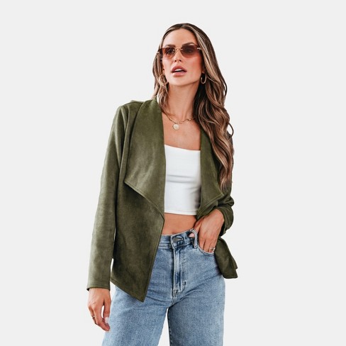 Olive green hotsell suede jacket womens