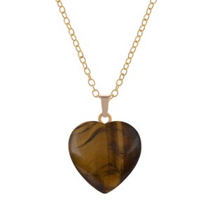 Natural Stone Heart Gemstone Healing Crystal Pendant Lucky Blessing Energy Necklace for Women Men - 1 of 4