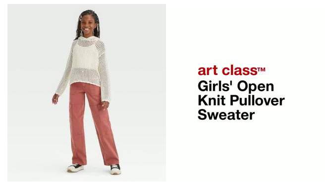 Girls' Open Knit Pullover Sweater - art class™, 2 of 7, play video