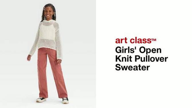 Girls' Open Knit Pullover Sweater - art class™, 2 of 7, play video
